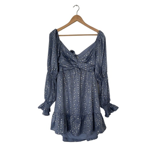 VICI Heart Of Gold Metallic Babydoll Dress Size Medium - Picture 4 of 8